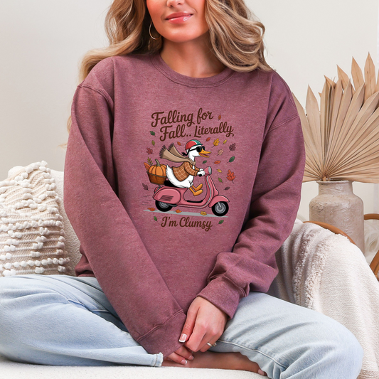 Wholesale Falling for Fall Literally Sweatshirt - Heather Dark Maroon Sweatshirt