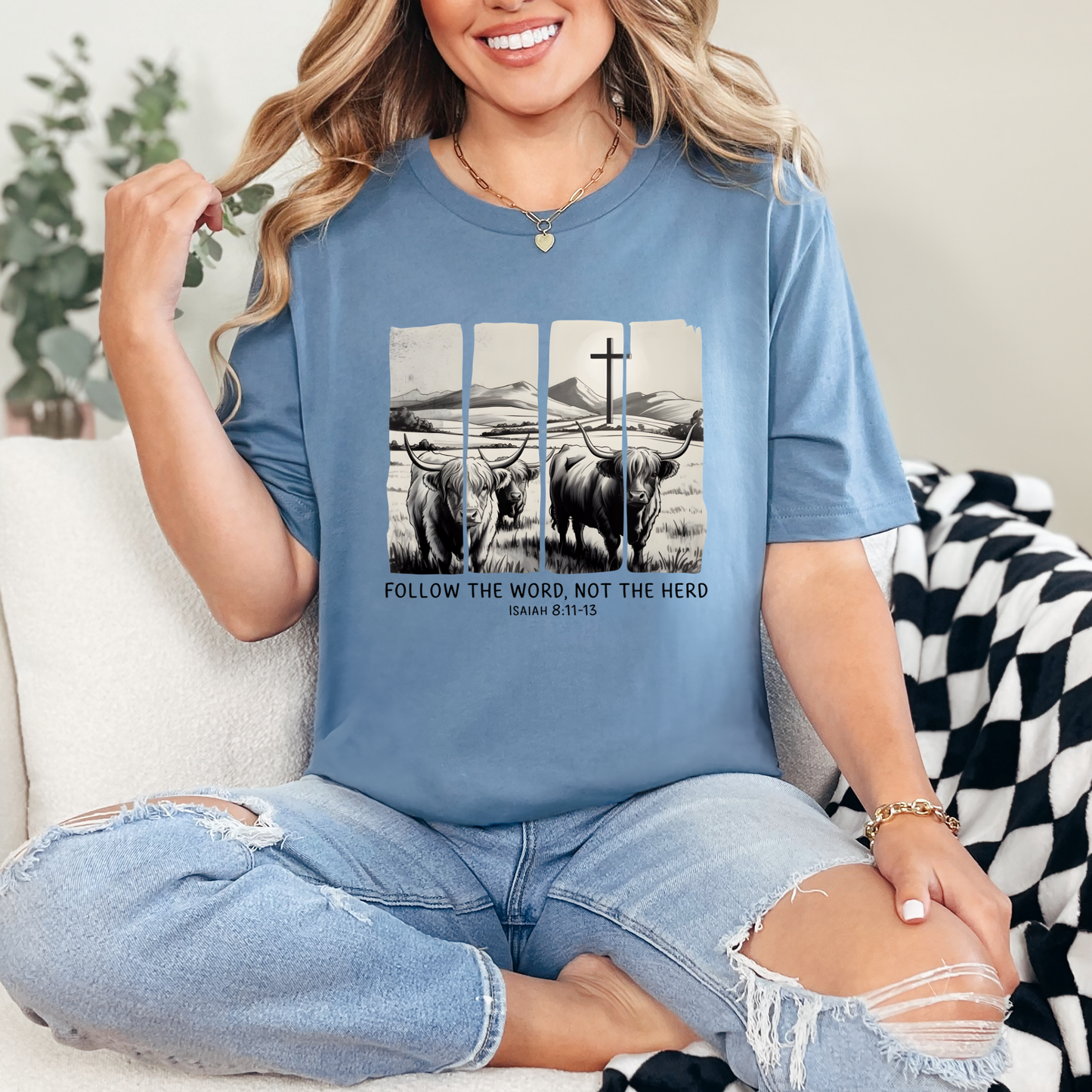 Wholesale Follow the Word, Not the Herd Graphic Tee - Steel Blue Tee