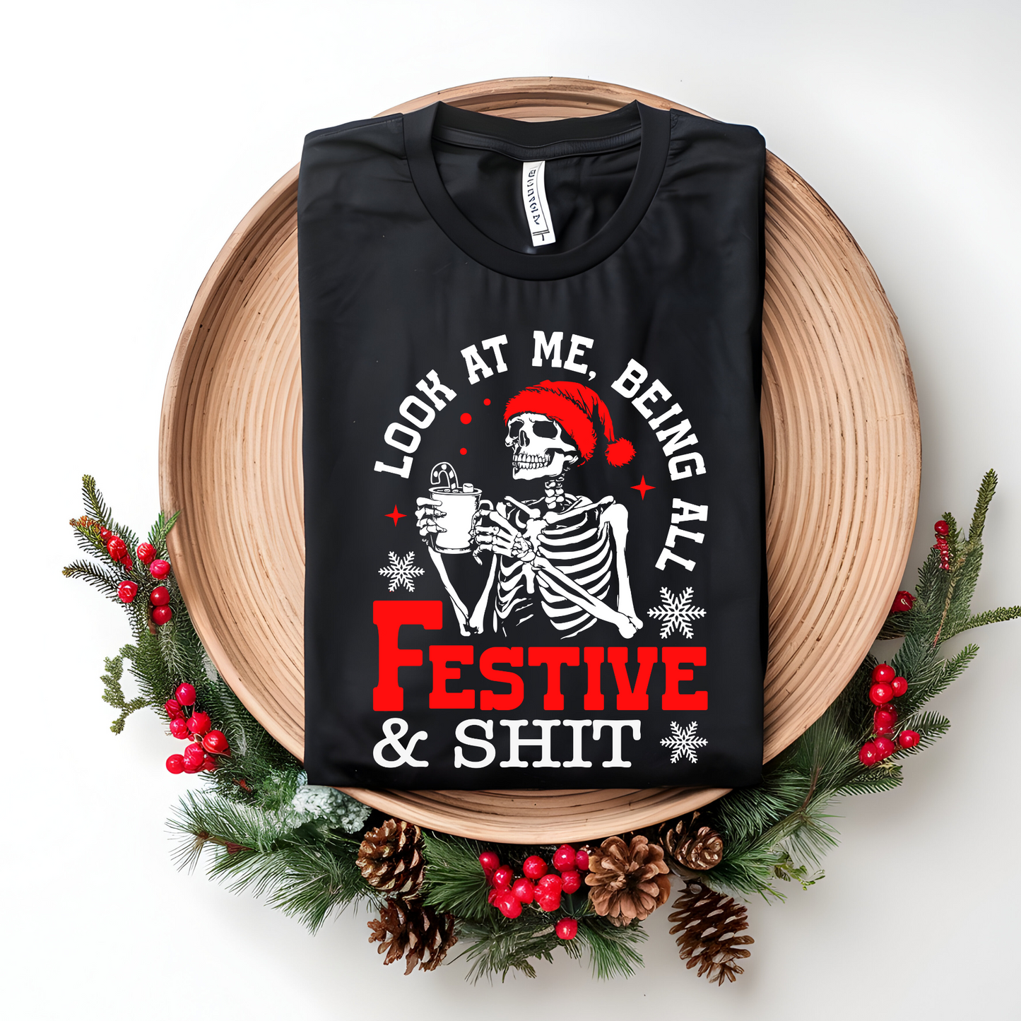 Wholesale Festive and shit Red - Black Sweatshirt