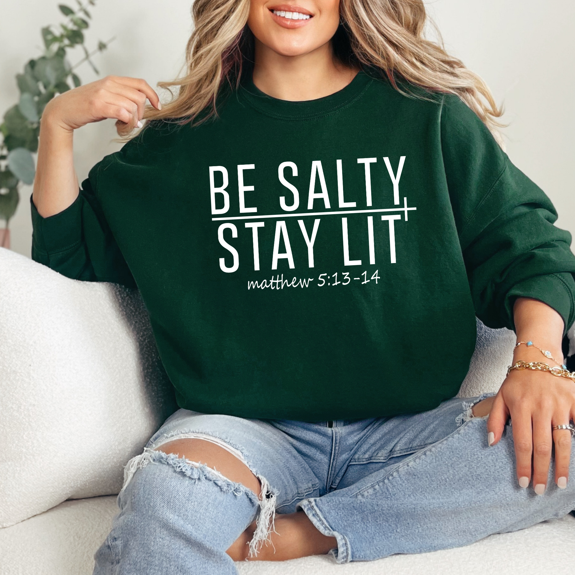 Wholesale Be Salty Stay Lit Sweatshirt - Forest Sweatshirt