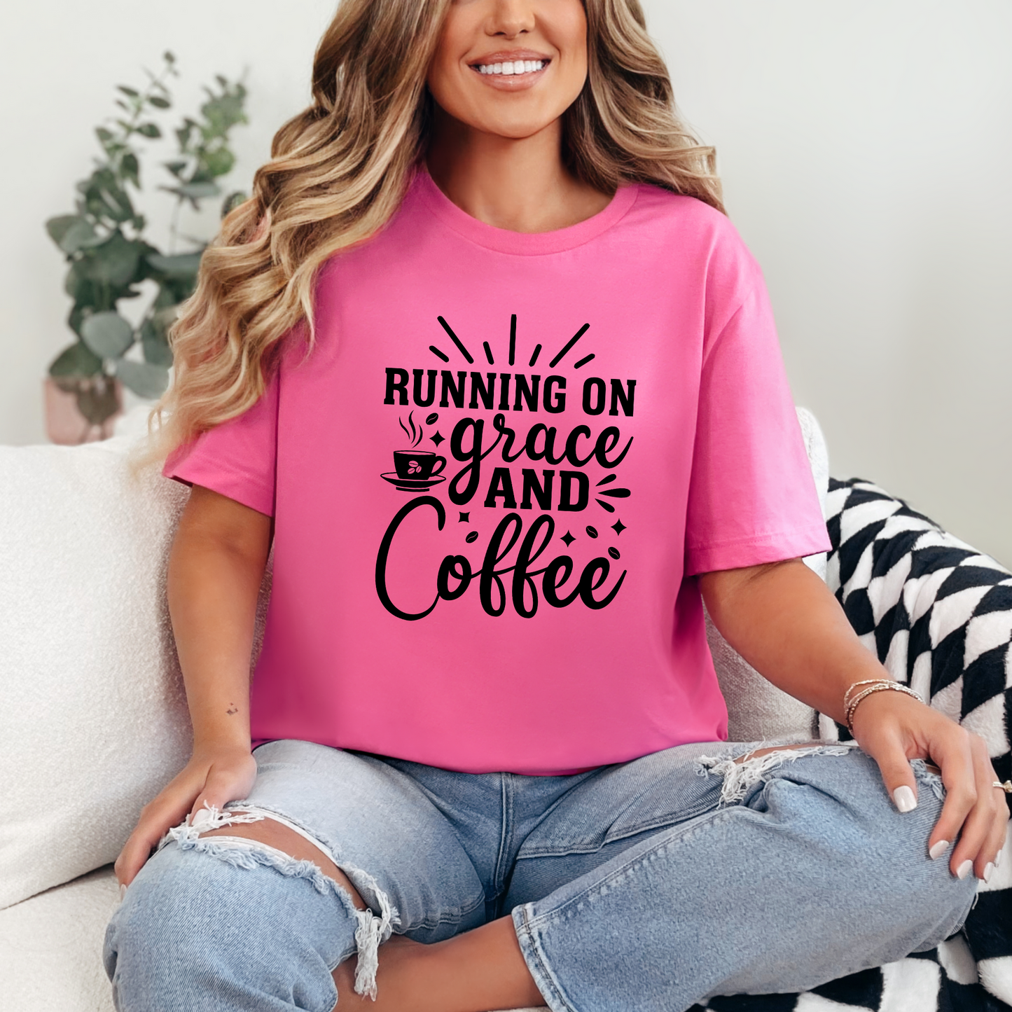 Wholesale Grace and Coffee Graphic Tee - Charity Pink Tee
