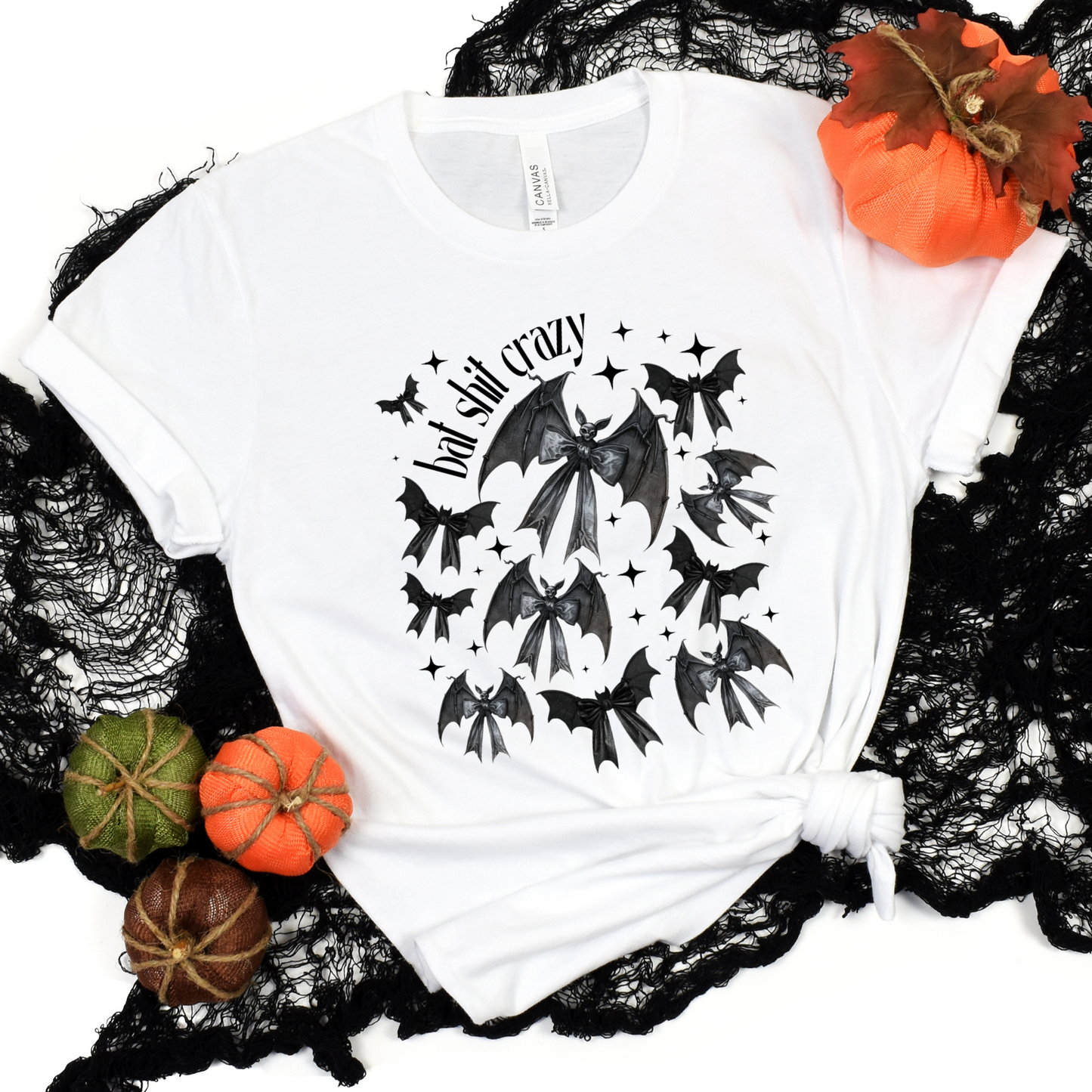 Wholesale Bat Shit Crazy Bow Graphic Tee - White Tee