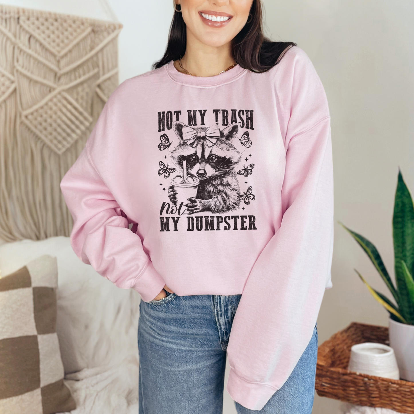 Wholesale Not My Dumpster Sweatshirt - Light Pink Sweatshirt