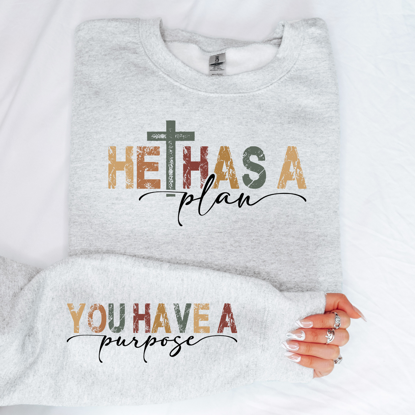 Wholesale He Has a Plan, You Have a Purpose Sweatshirt - Ash Sweatshirt