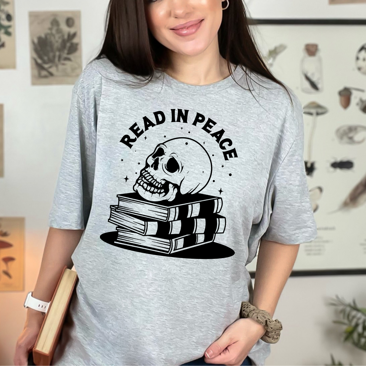 Wholesale Read in Peace Graphic Tee - Peach Tee
