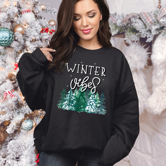 Wholesale Winter Vibes Graphic Tee - Black Tee
