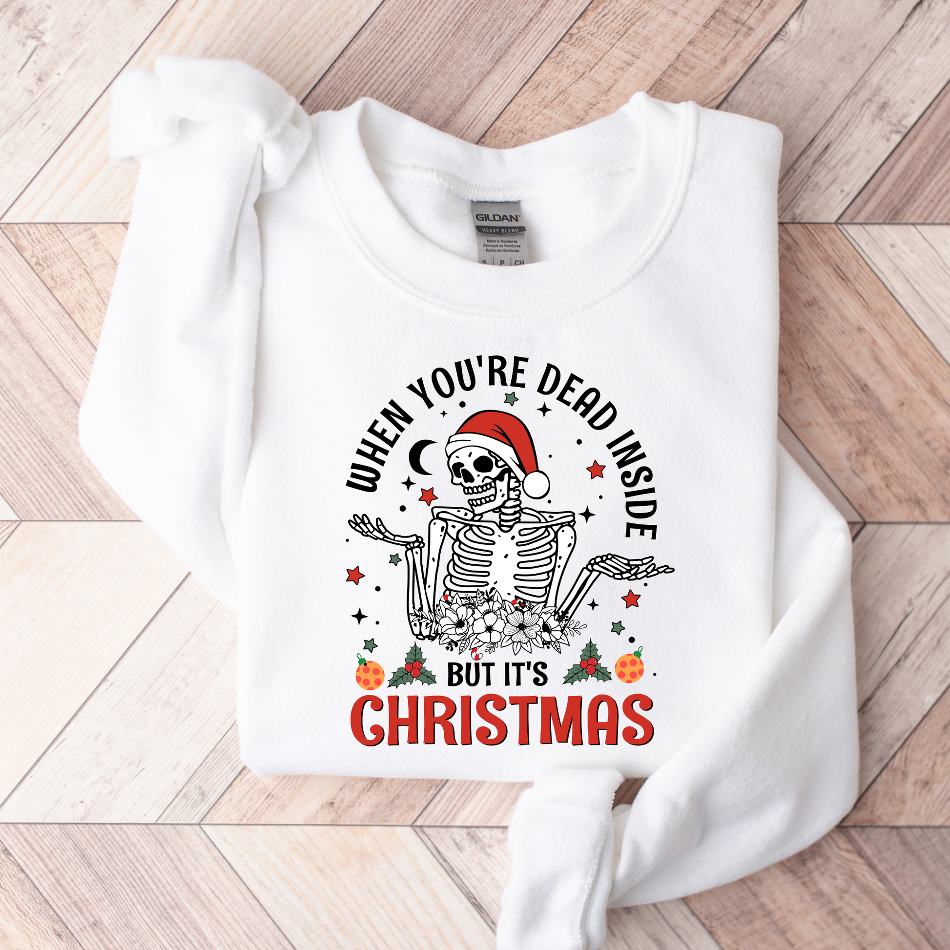 Wholesale Dead Inside but its Christmas Graphic Tee - Grey Sweatshirt