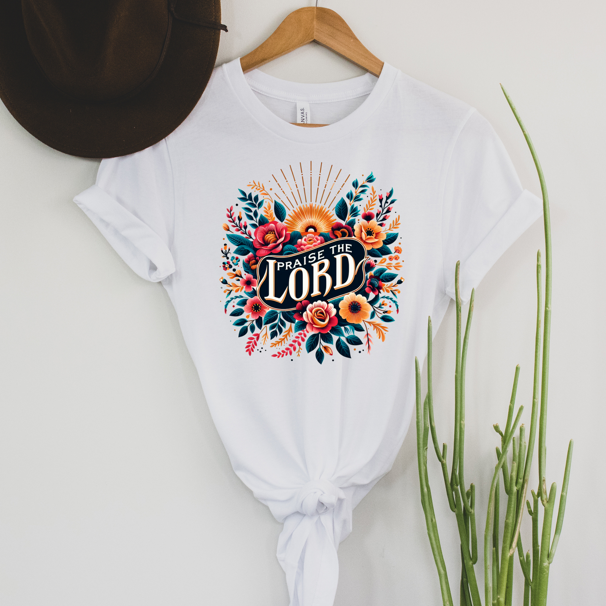 Wholesale Praise the lord floral Graphic Tee - Teal Tee