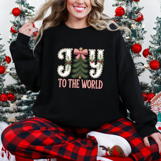Wholesale Lace Joy to the World Sweatshirt - Black Sweatshirt
