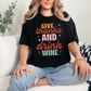 Wholesale Give Thanks and Drink Wine Graphic Tee - Black Tee