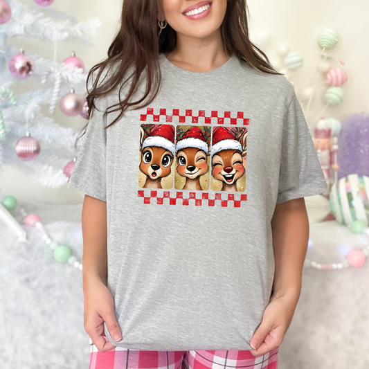 Wholesale Reindeer Christmas Graphic Tee - Grey Tee