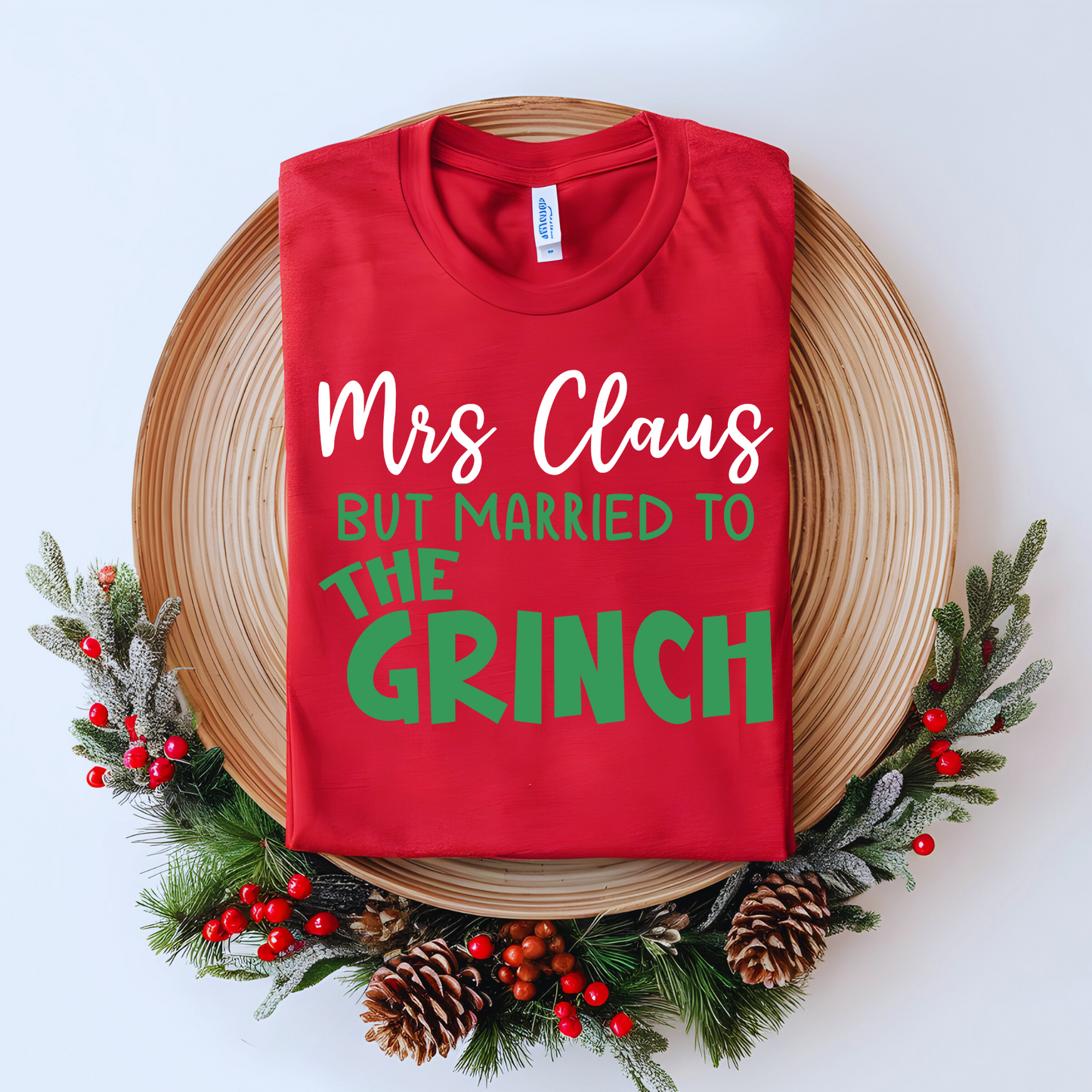 Wholesale Mrs. Claus Married + To the Grinch Graphic Tee - To the Grinch / Evergreen Tee