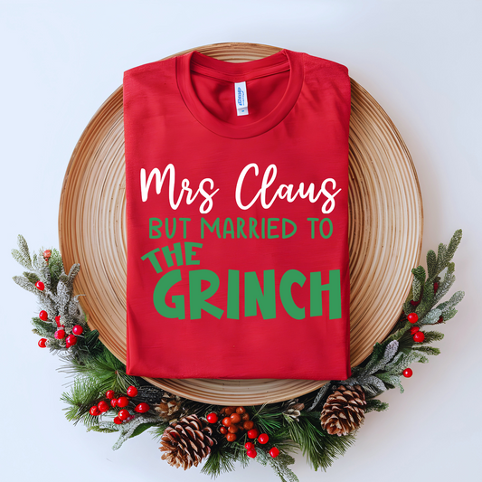 Wholesale Mrs. Claus Married + To the Grinch Graphic Tee - To the Grinch / Evergreen Tee