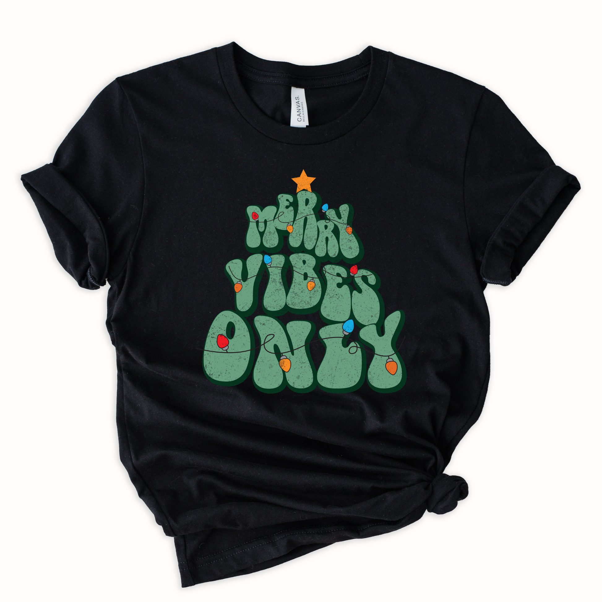 Wholesale Merry Vibes Only Graphic Tee - Red Sweatshirt