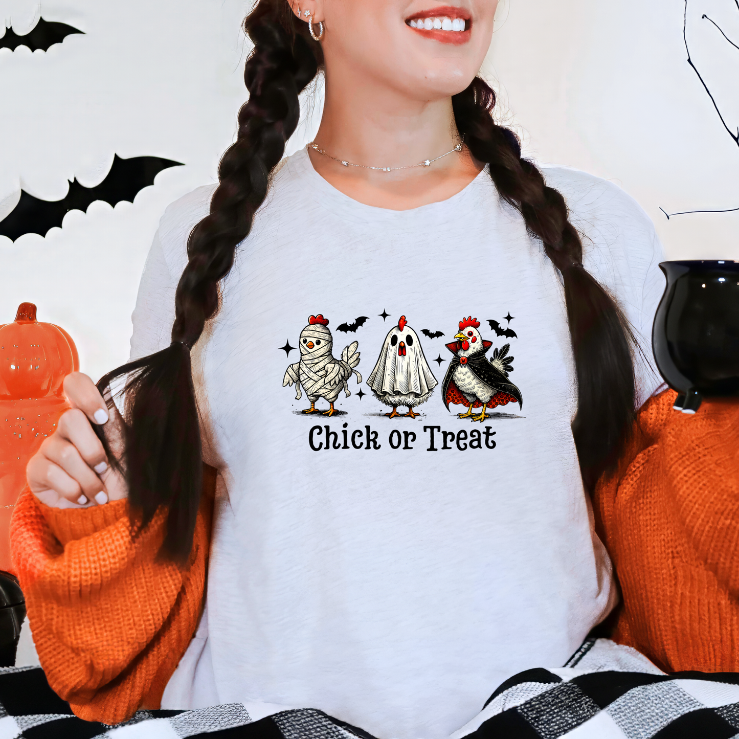 Wholesale Chick or Treat Graphic Tee - Ash Tee