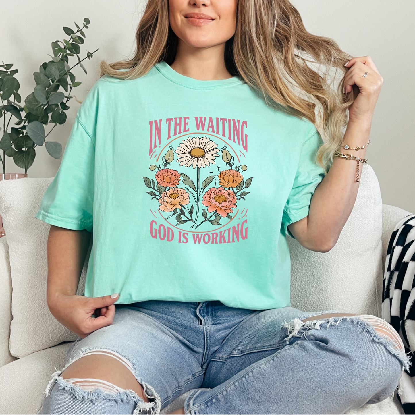 Wholesale In the Waiting God Graphic Tee - CC Chalky Mint