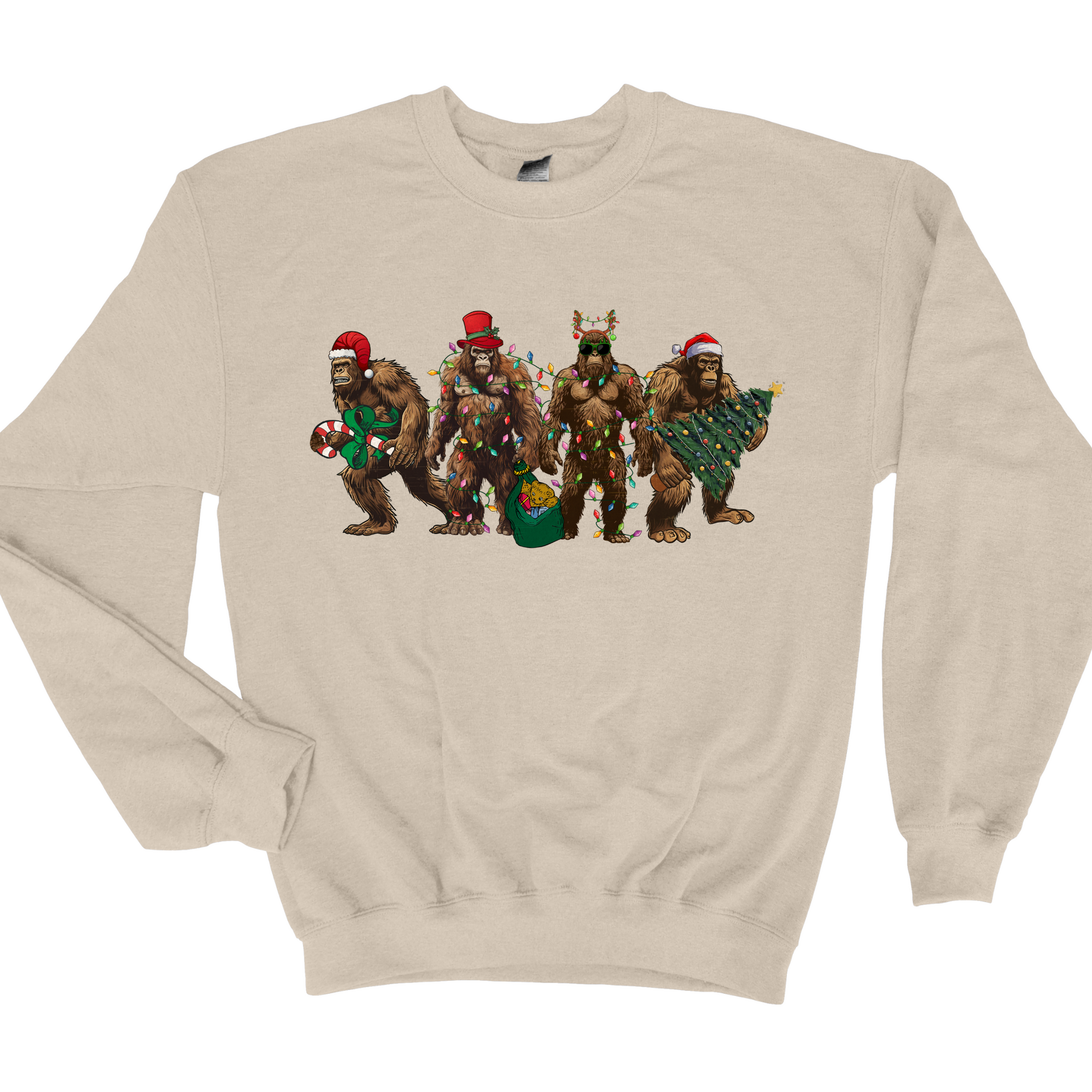 Wholesale Bigfoot Christmas Graphic Tee - Ash Grey Sweatshirt