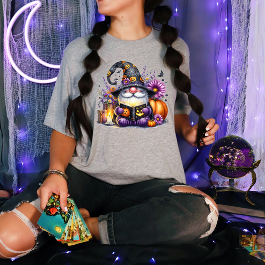 Wholesale Gnomes with Pumpkin Graphic Tee - Grey Tee
