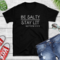 Wholesale Be Salty Stay Lit Graphic Tee - Black Tee