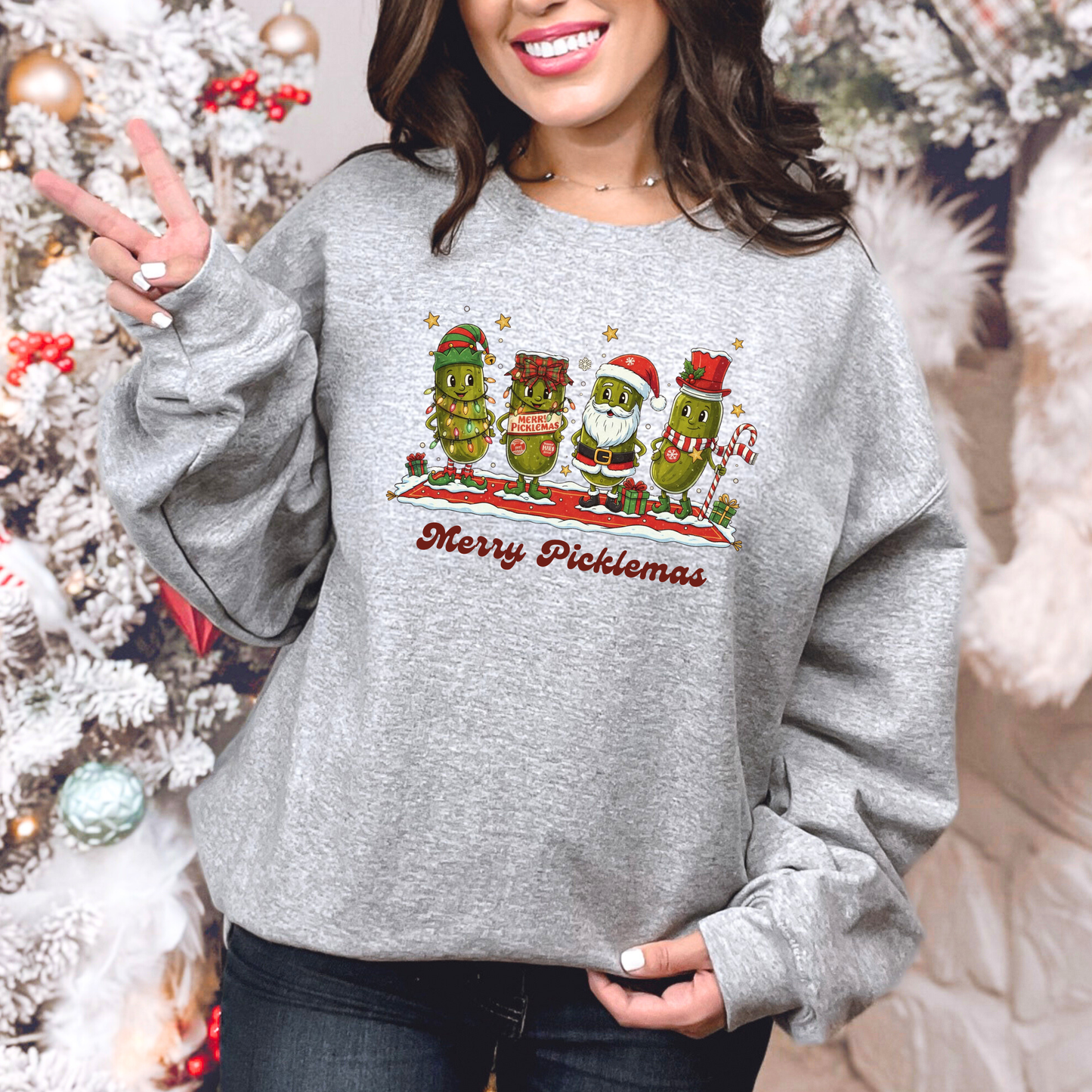 Wholesale Merry Picklemas Sweatshirt - Grey Sweatshirt