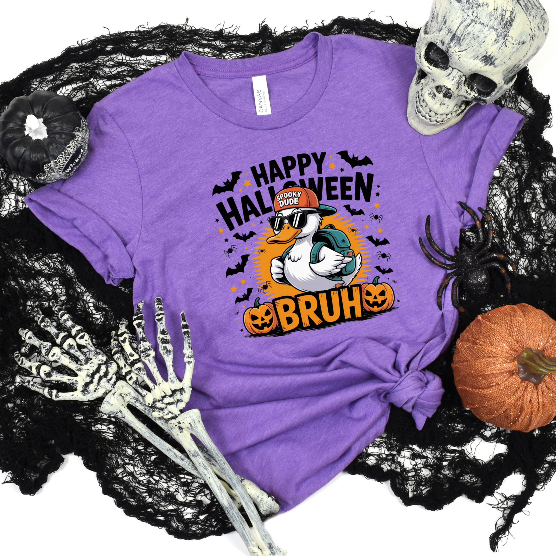 Wholesale Halloween Bruh Graphic Tee - Heather Team Purple Tee