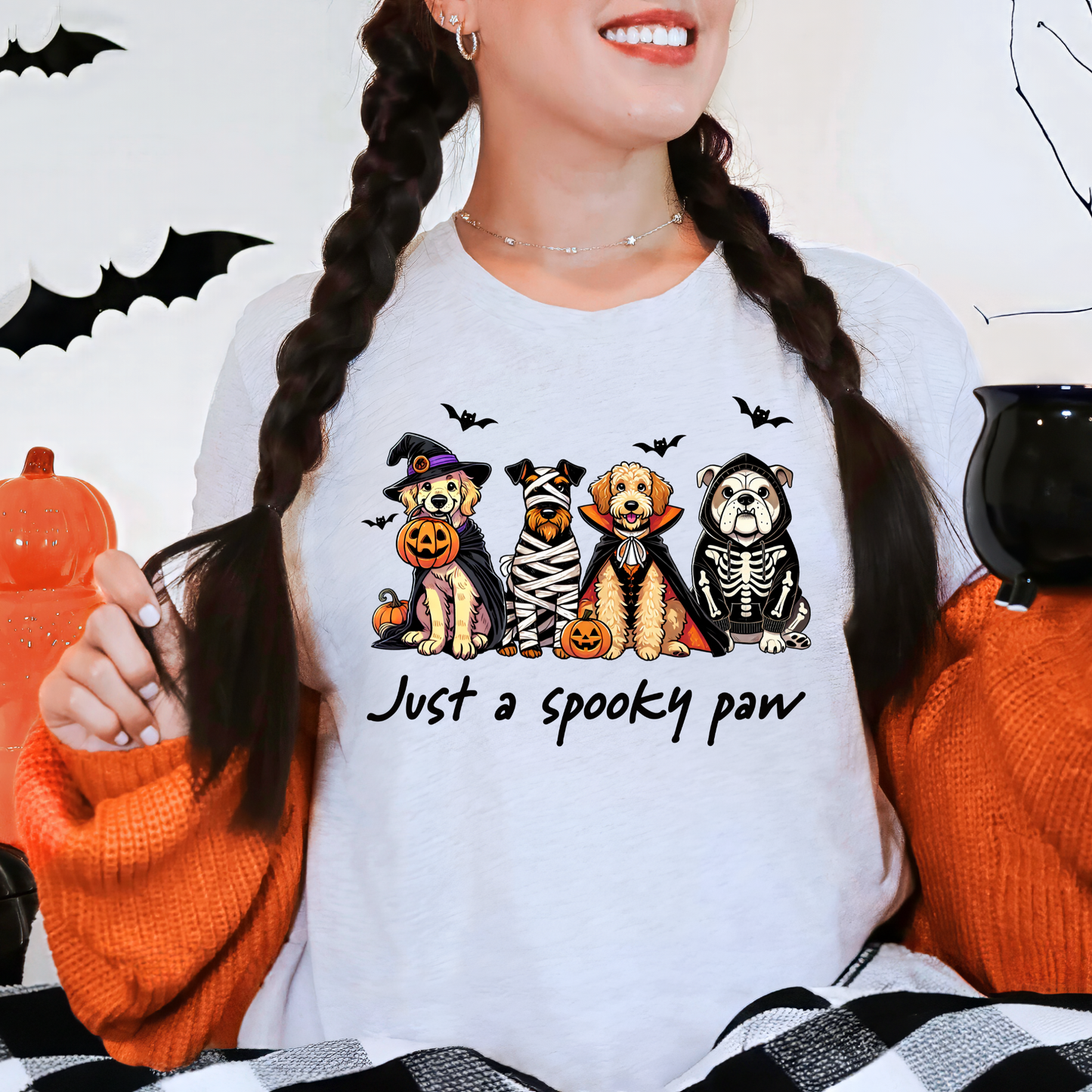 Wholesale Dog Spooky Paw Graphic Tee or Sweatshirt - Ash Tee