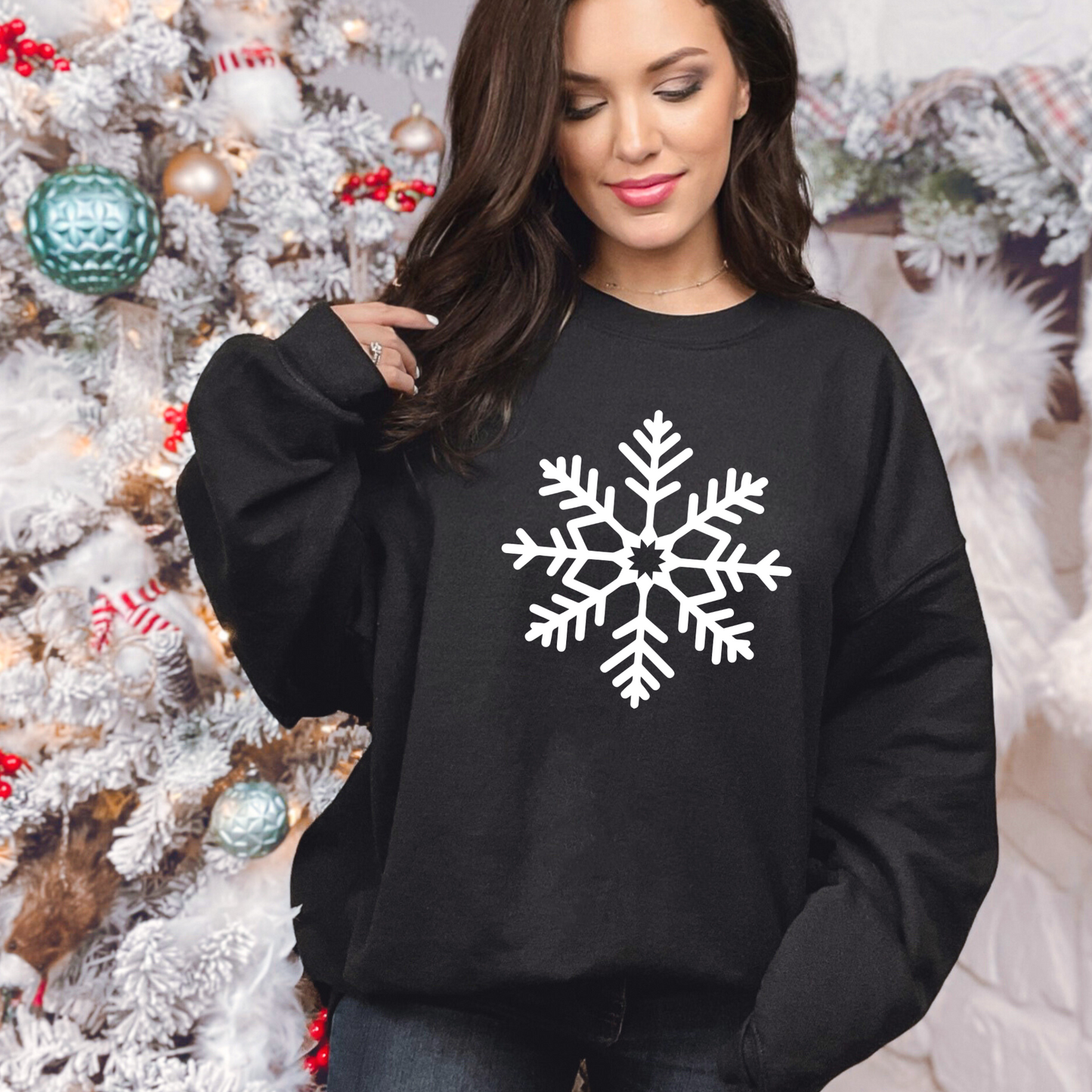 Wholesale Winter Snowflake - Red Sweatshirt
