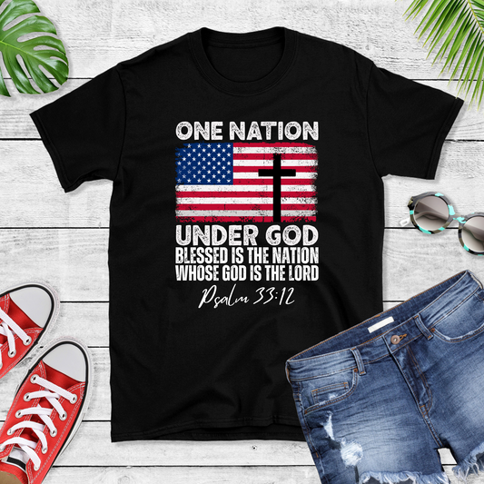 Wholesale Blessed is the nation Graphic Tee - Heather Slate Tee