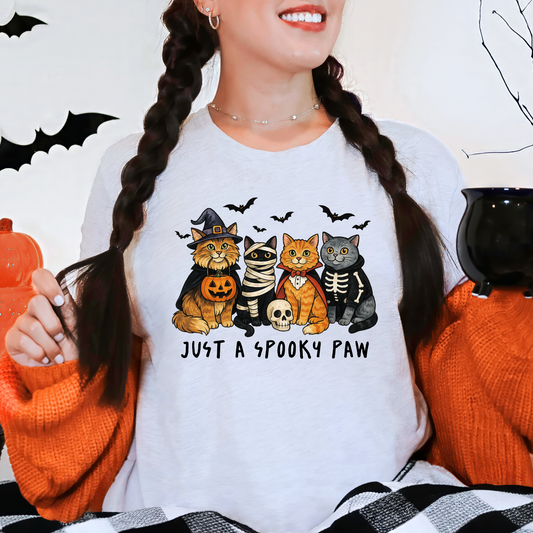 Wholesale Cat Spooky Paw Graphic Tee or Sweatshirt - Ash Tee