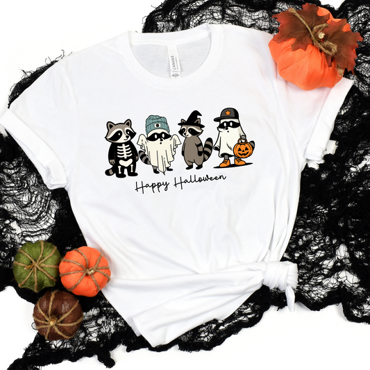 Wholesale Racoon Halloween Graphic Tee or Sweatshirt - White Tee