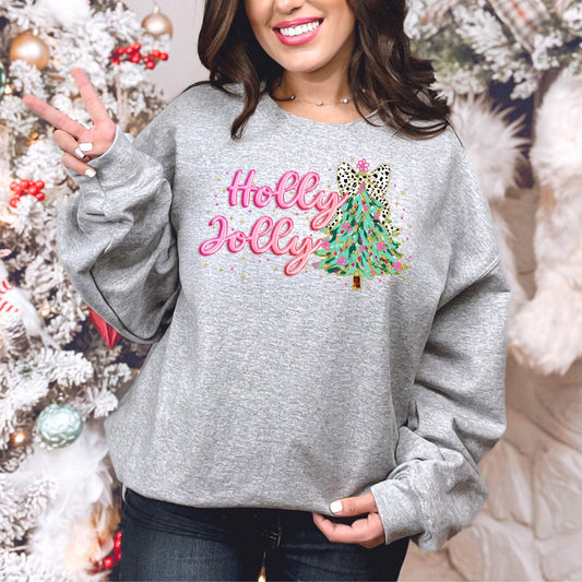 Wholesale Pink Holly Jolly - Grey Tee