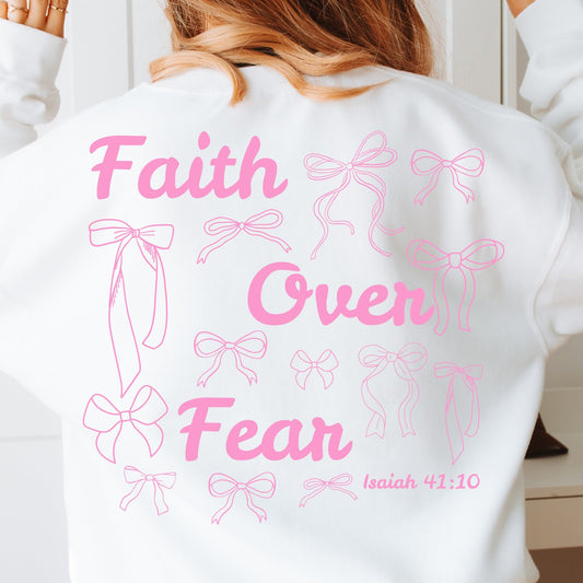 Wholesale Bows Faith Over Fear - White Sweatshirt