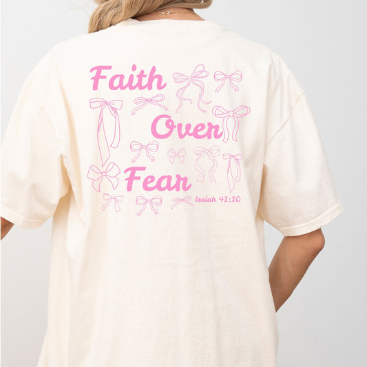 Wholesale Bows Faith Over Fear - White Tee