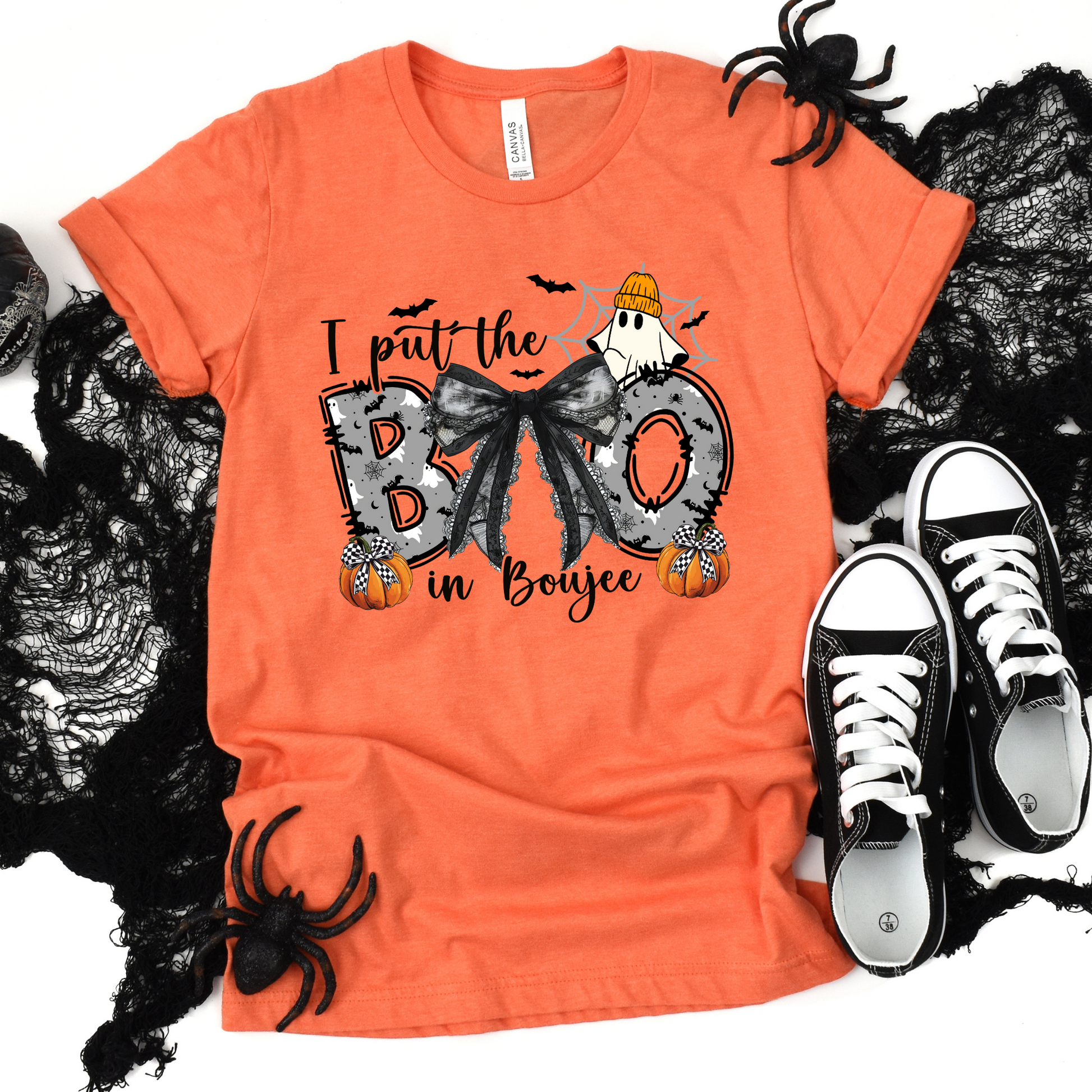 Wholesale Boo in Boujee Graphic Tee - Heather Orange Tee