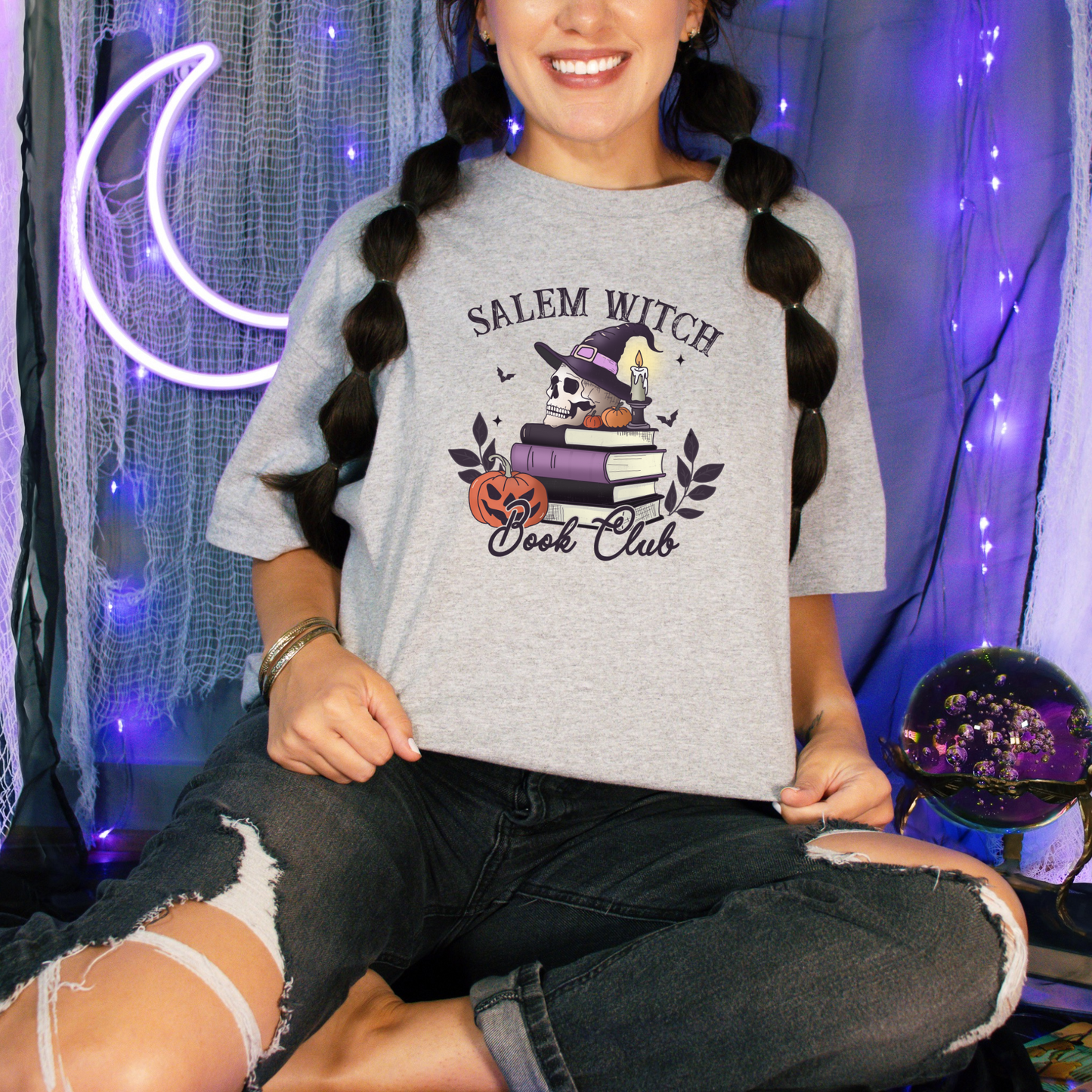 Wholesale Salem Witch Spooky Book Club - White Tee