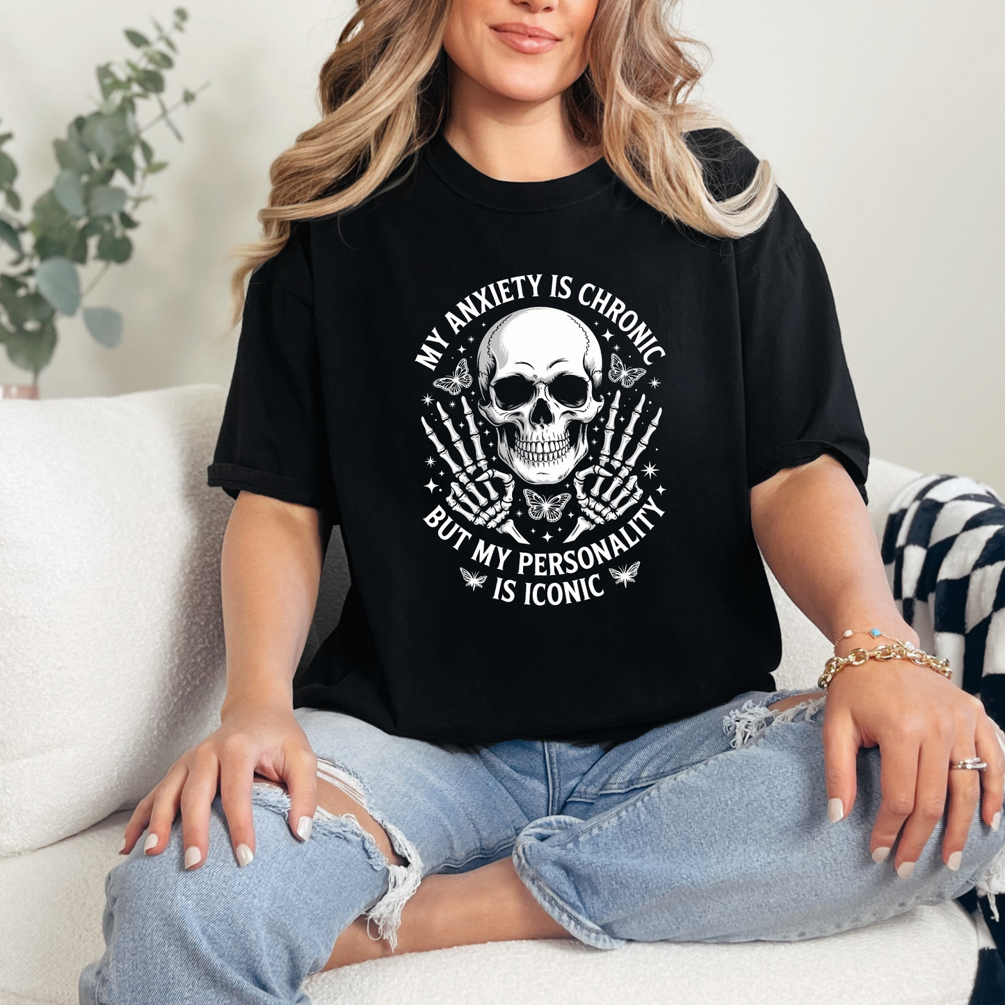 Wholesale My Anxiety Is Graphic Tee - Black Tee