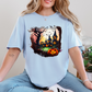 Wholesale Spooky Forest Graphic Tee - Baby Blue Tee