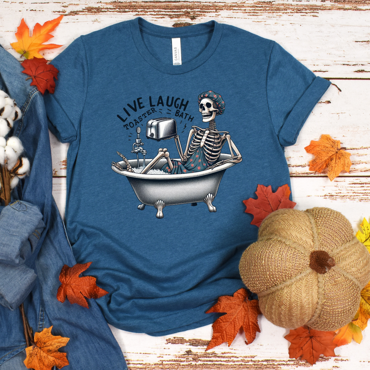 Wholesale Live Laugh Toaster Bath Graphic Tee - Heather Deep Teal Tee