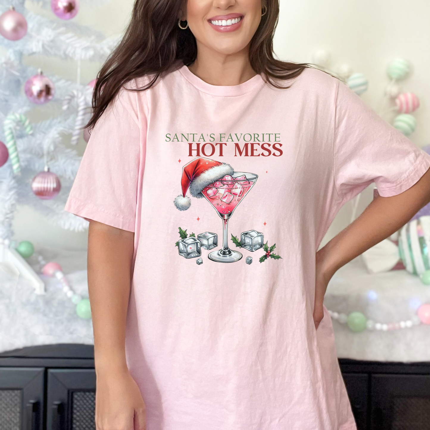 Wholesale Santas favorite hot mess - White Tee