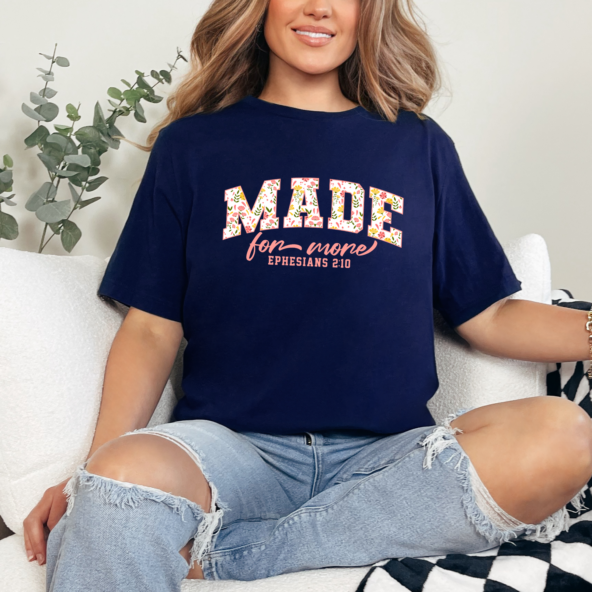 Wholesale Made for More Pink Graphic Tee - Navy Tee