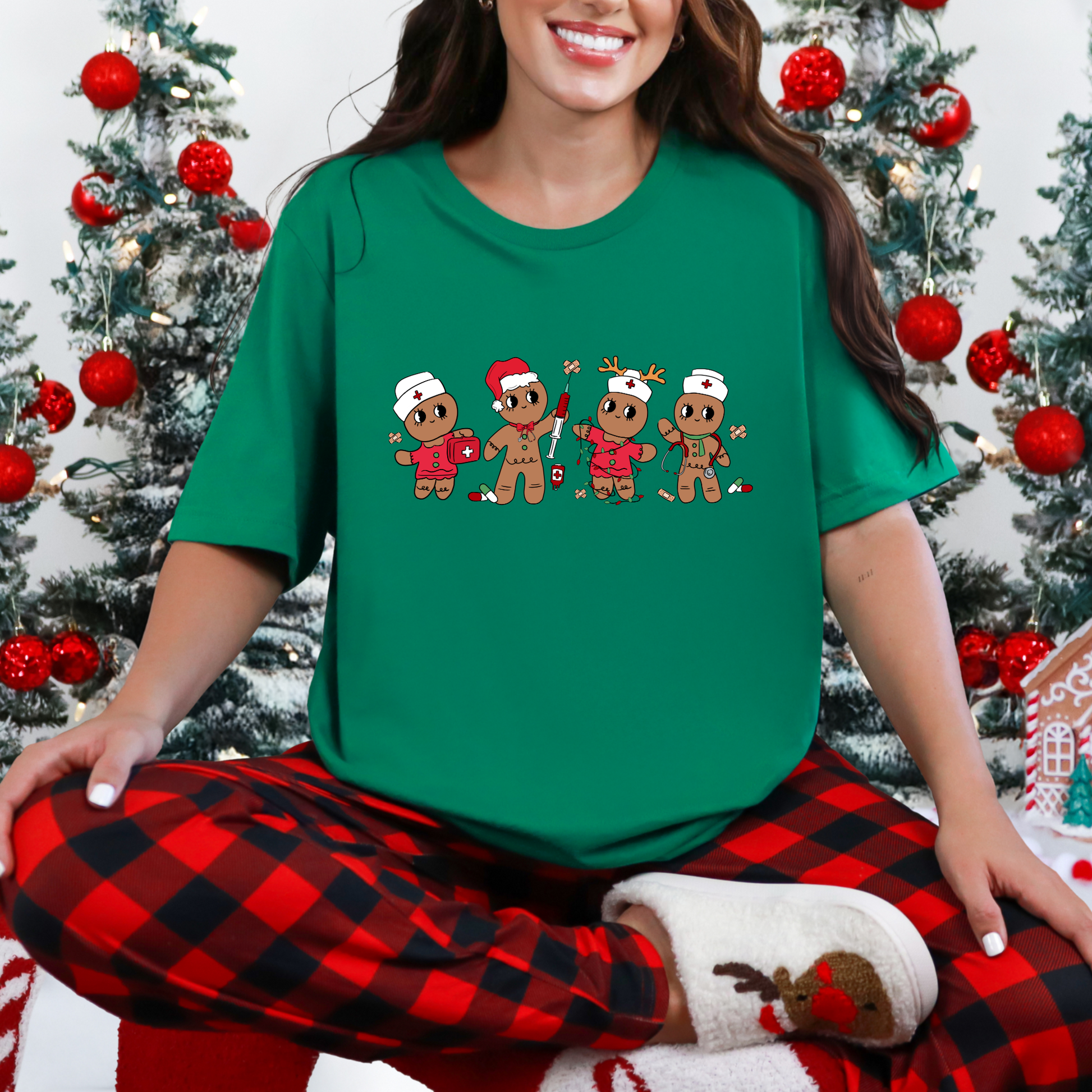 Wholesale Gingerbread Nurse Graphic Tee - Kelly Tee