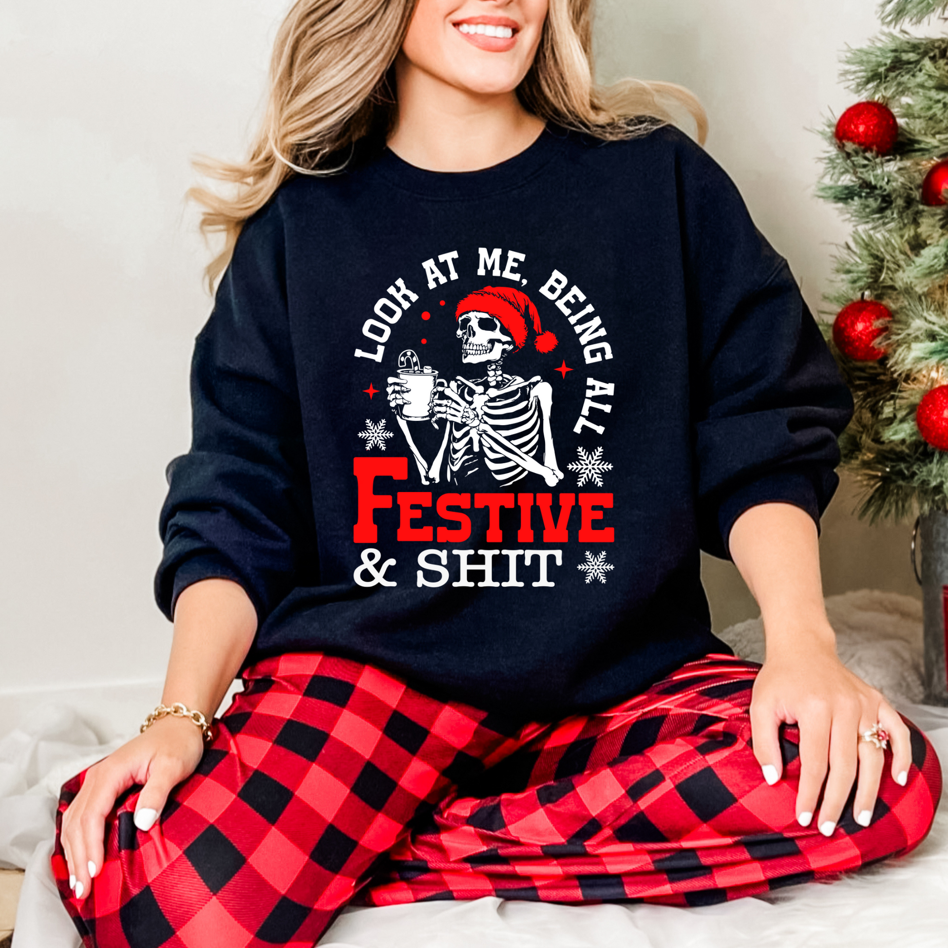 Wholesale Festive and shit Red - Black Tee