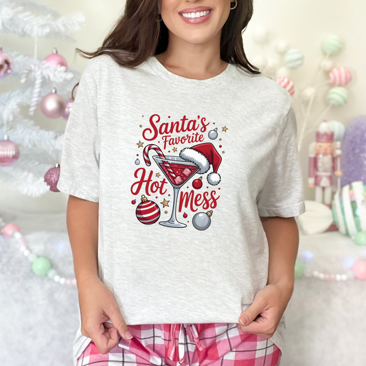 Wholesale Santa's Hot Mess Graphic Tee - Ash Tee