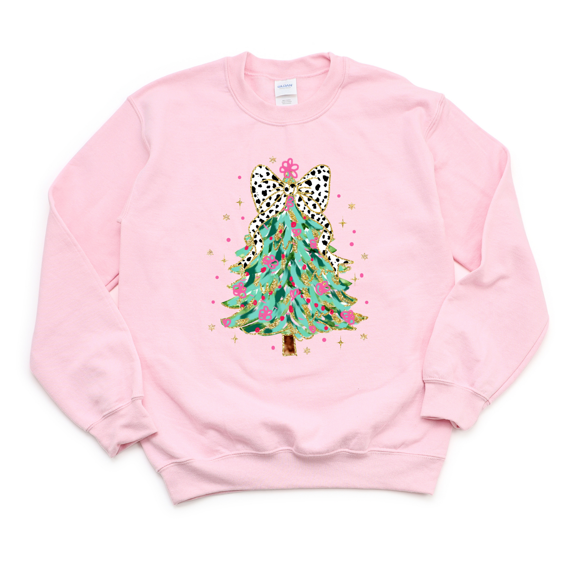 Wholesale Girly Christmas Tree Coquette - Pink Tee