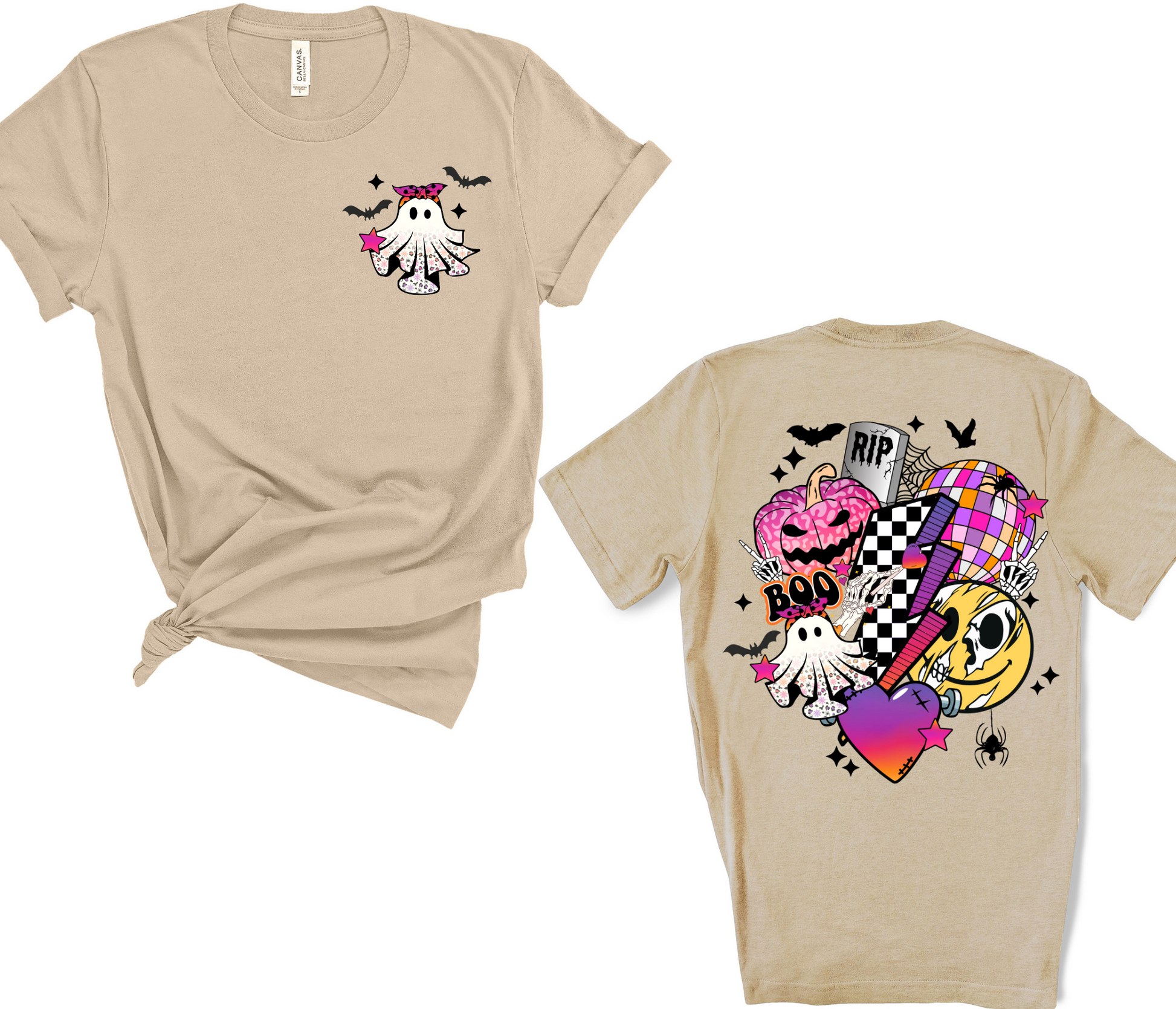 Wholesale Retro Halloween Graphic Tee - Ash Grey Tee