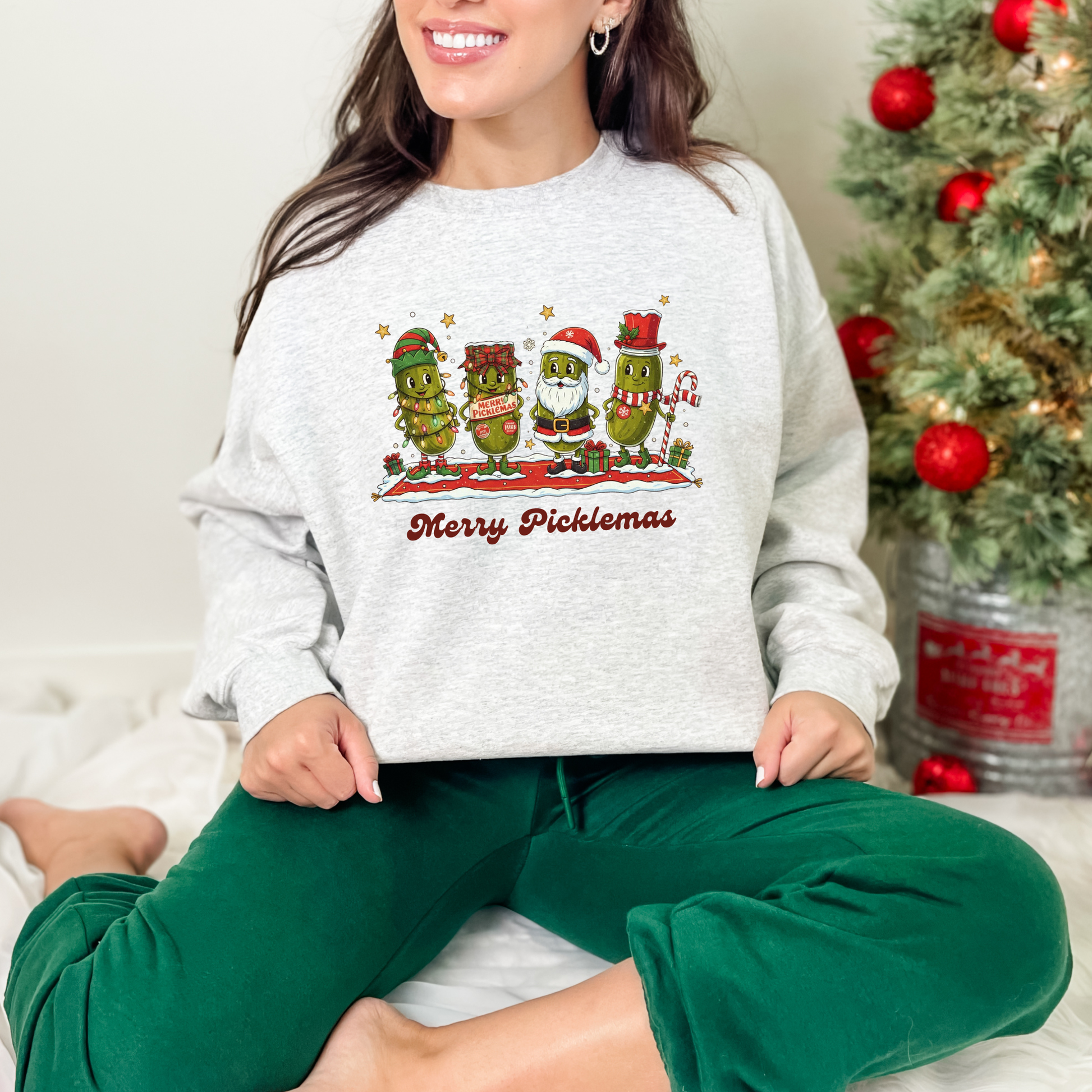Wholesale Merry Picklemas Sweatshirt - Ash Sweatshirt