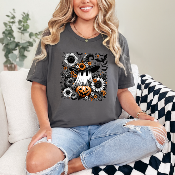 Floral Ghost Pumpkin Graphic Tee