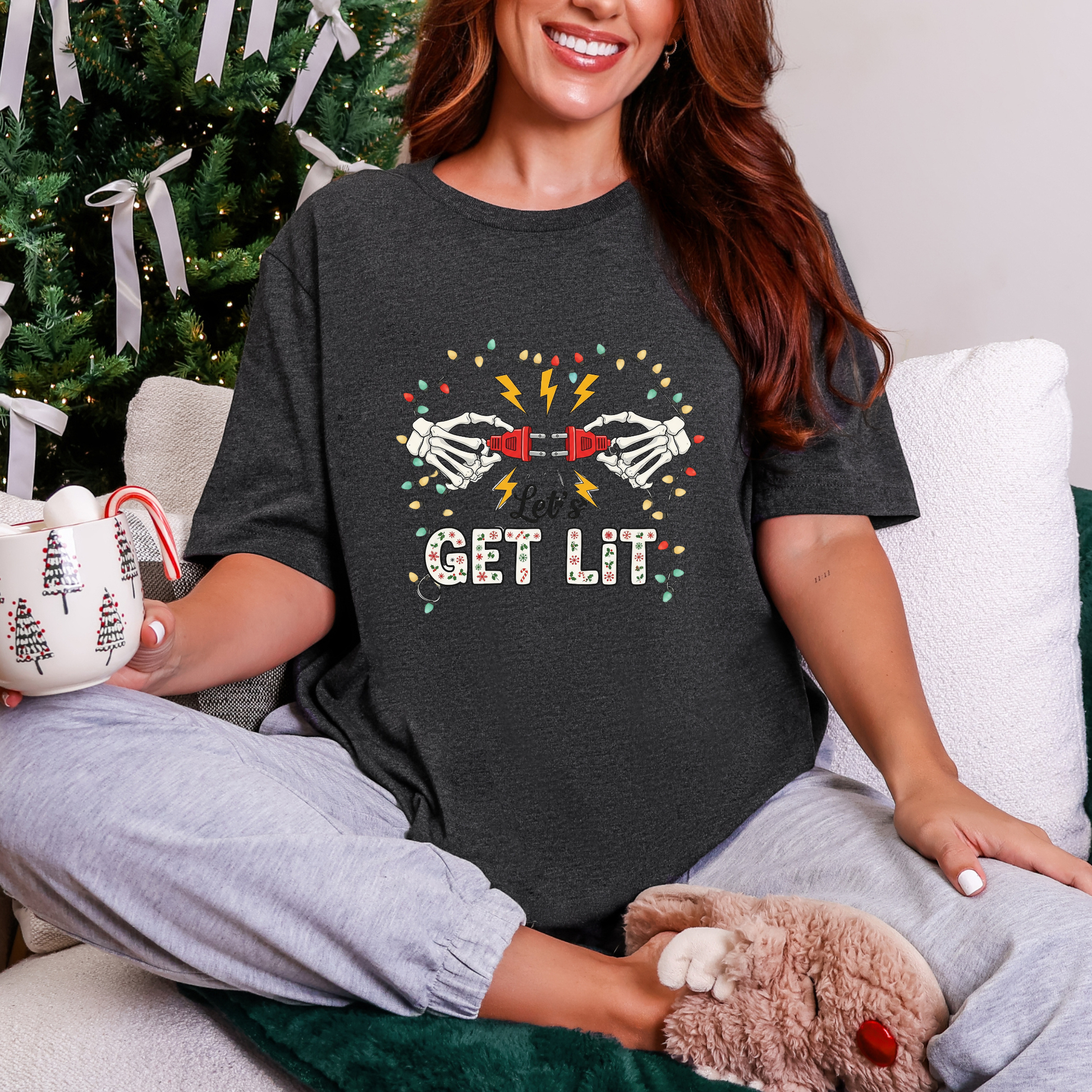 Wholesale Let's Get Lit Graphic Tee - Dark Grey Heather Tee