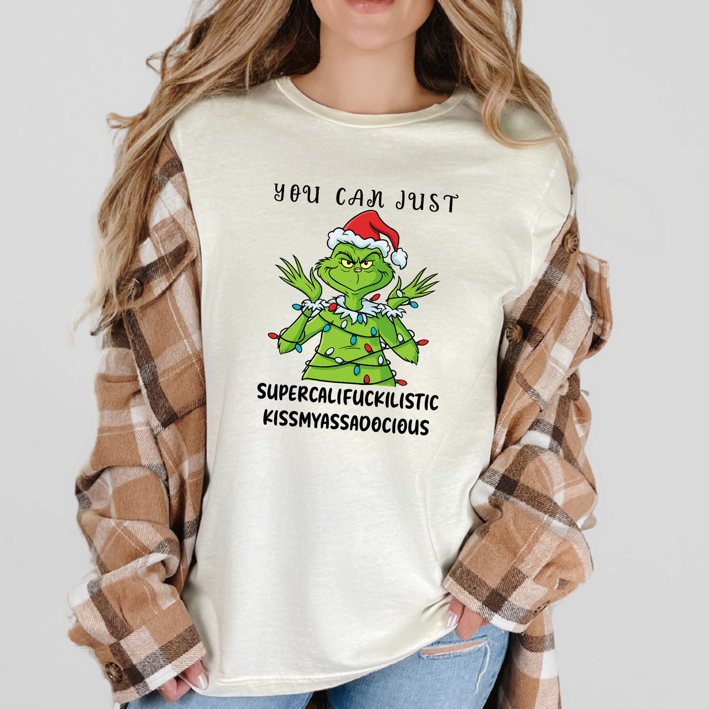 Wholesale Grinch You Can Just Graphic Tee - Natural Tee