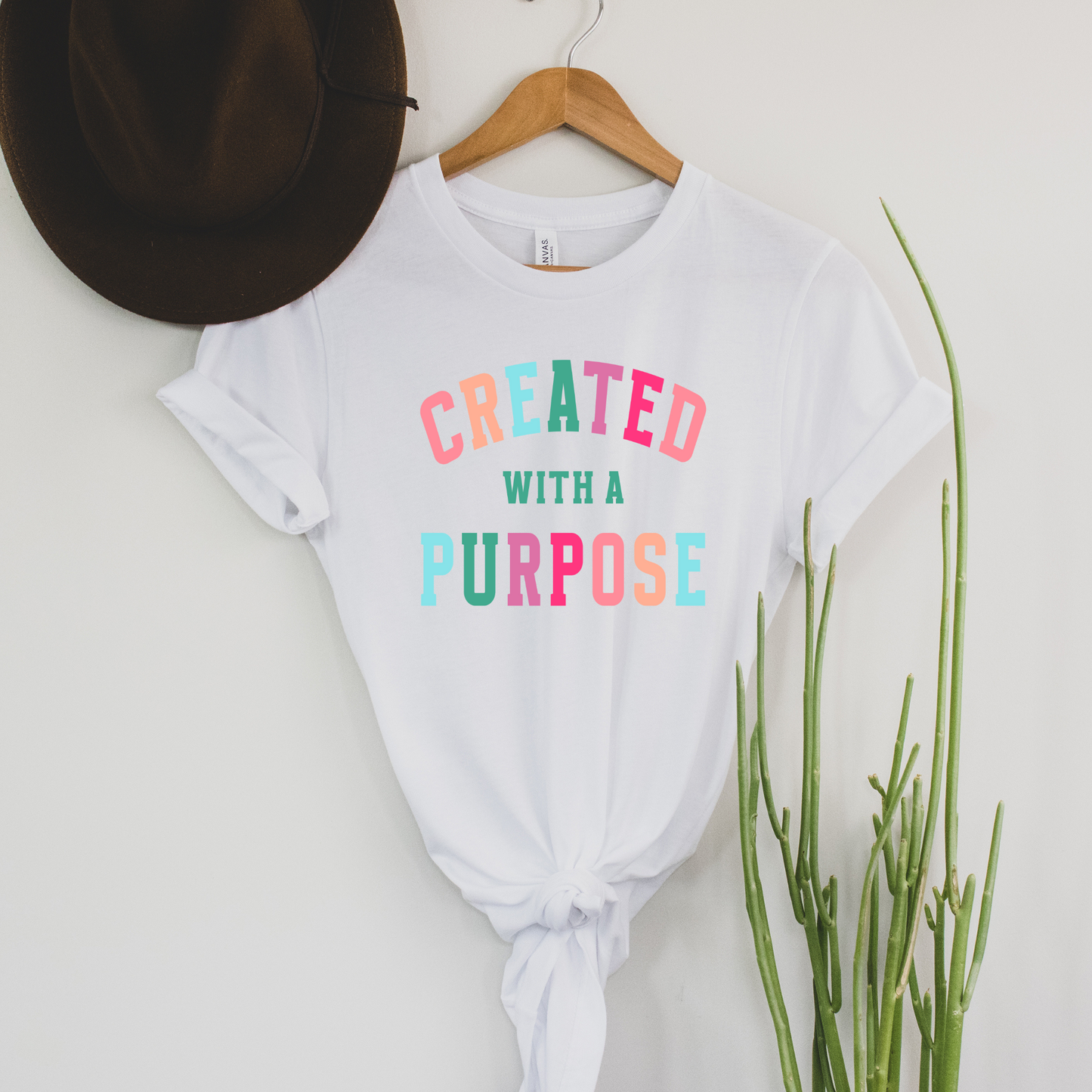 Wholesale Created with a purpose Graphic Tee - White Sweatshirt